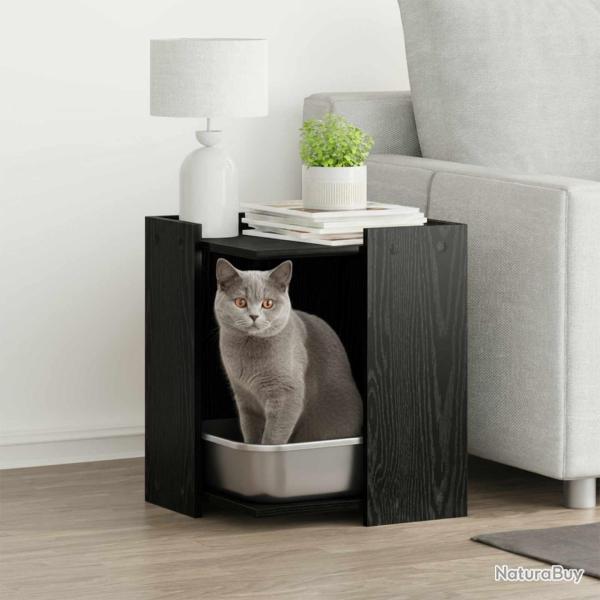Enceinte pour bac � liti�re pour chat Ch�ne noir