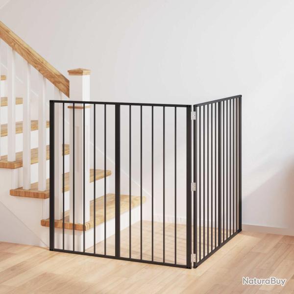 Porte pour chien 2 Panels Noir 100 x 100 cm Acier galvanis�