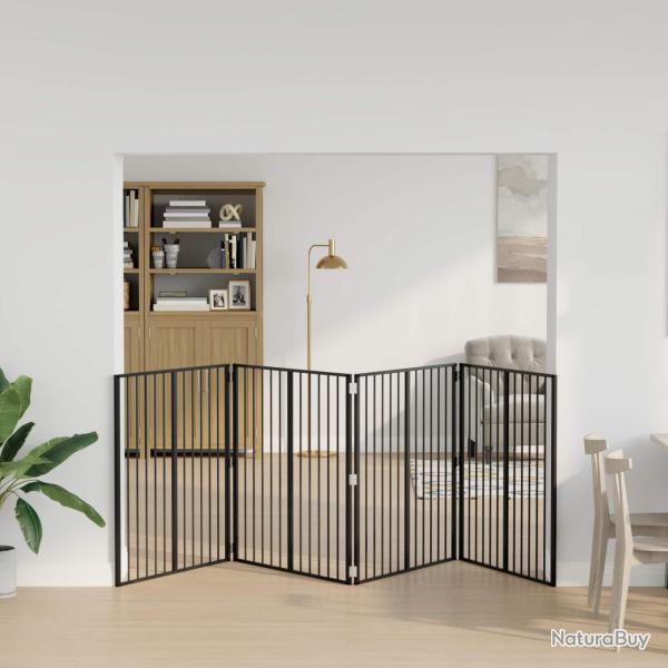Porte pour chien 4 pcs Noir 100 x 100 cm Acier galvanis�