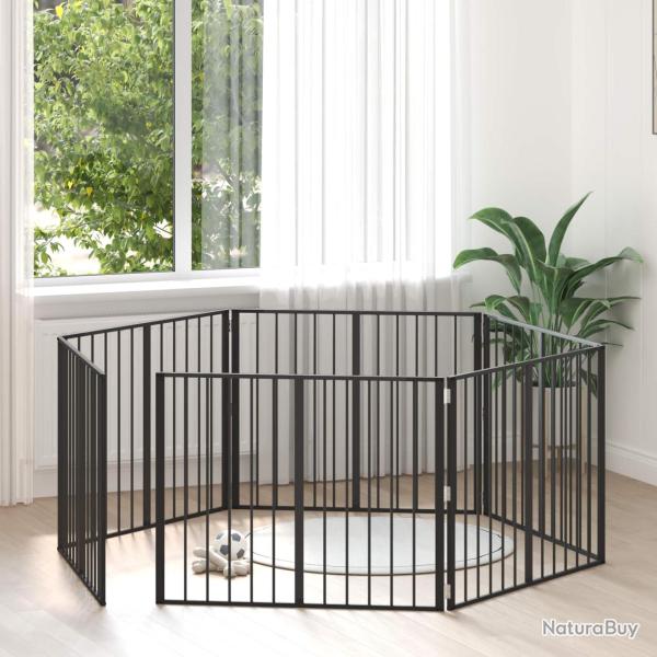 Porte pour chien 6 pcs Noir 100 x 80 cm Acier galvanis�