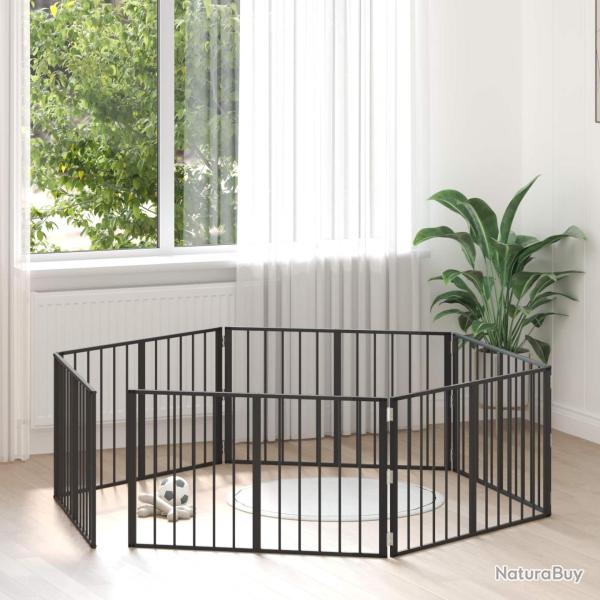 Porte pour chien 6 pcs Noir 100 x 60 cm Acier galvanis�
