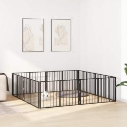 Porte pour chien 8 pcs Noir 100 x 60 cm Acier galvanis&eacute;