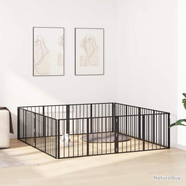 Porte pour chien 8 pcs Noir 100 x 60 cm Acier galvanis�