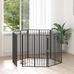 Porte pour chien 6 pcs Noir 80 x 100 cm Acier galvanis&eacute;