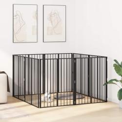 Porte pour chien 8 pcs Noir 80 x 100 cm Acier galvanis&eacute;