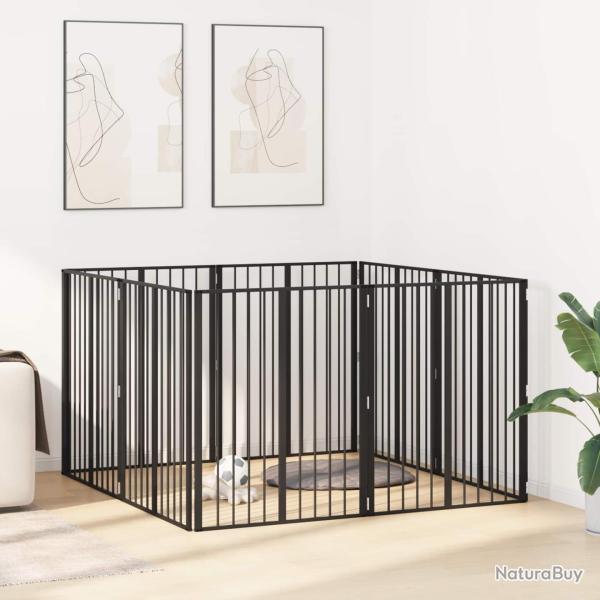Porte pour chien 8 pcs Noir 80 x 100 cm Acier galvanis�