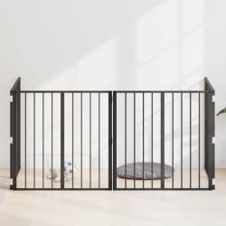 Porte pour chien 4 pcs Noir 80 x 80 cm Acier galvanis&eacute;
