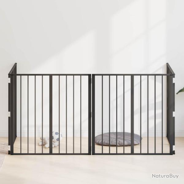 Porte pour chien 4 pcs Noir 80 x 80 cm Acier galvanis�