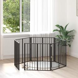 Porte pour chien 6 pcs Noir 80 x 80 cm Acier galvanis&eacute;