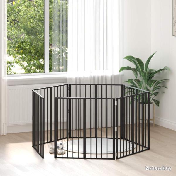 Porte pour chien 6 pcs Noir 80 x 80 cm Acier galvanis�