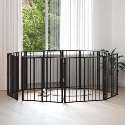 Porte pour chien 8 pcs Noir 80 x 80 cm Acier galvanis&eacute;