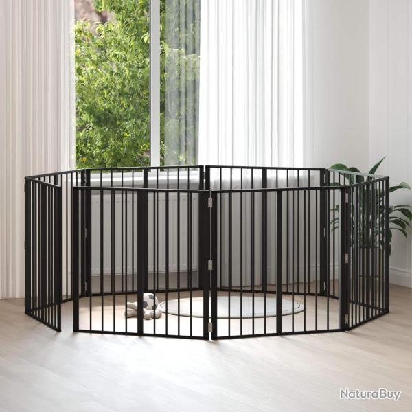 Porte pour chien 8 pcs Noir 80 x 80 cm Acier galvanis�