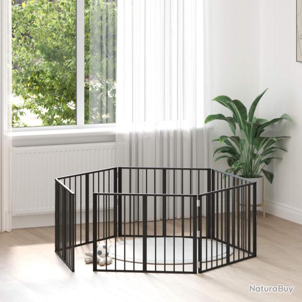 Porte pour chien 6 pcs Noir 80 x 60 cm Acier galvanis�