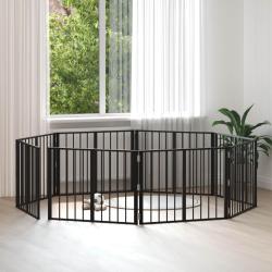 Porte pour chien 8 pcs Noir 80 x 60 cm Acier galvanis&eacute;