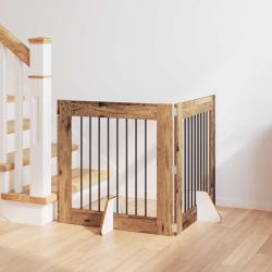 Porte de chien pliable avec supports, 2 pi&egrave;ces, en bois ancien, pour l'escalier, 160,5 cm