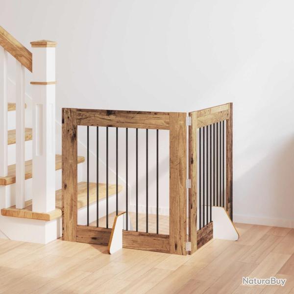 Porte de chien pliable avec supports, 2 pi�ces, en bois ancien, pour l'escalier, 160,5 cm