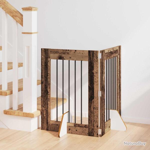 Porte de chien pliable avec supports, 2 pi�ces, en bois ancien, pour l'escalier, 120,5 cm