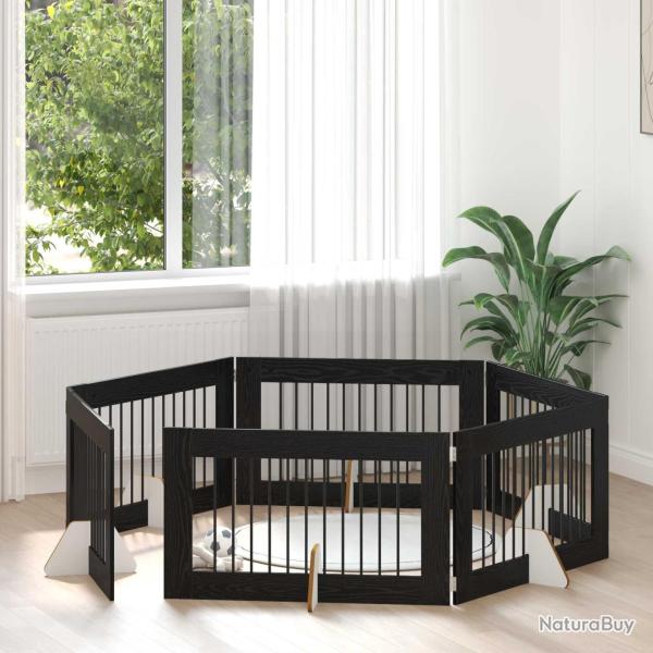 Porte de chien pliable avec supports 6 pcs Ch�ne noir 602 cm