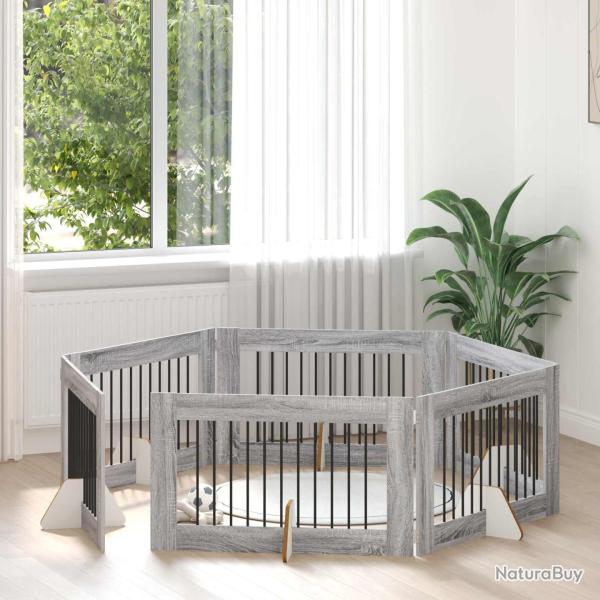 Porte de chien pliable avec supports 6 pcs gris 602 cm