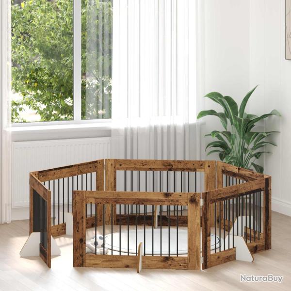 Porte de chien pliable avec supports 6 pcs Bois ancien 602 cm