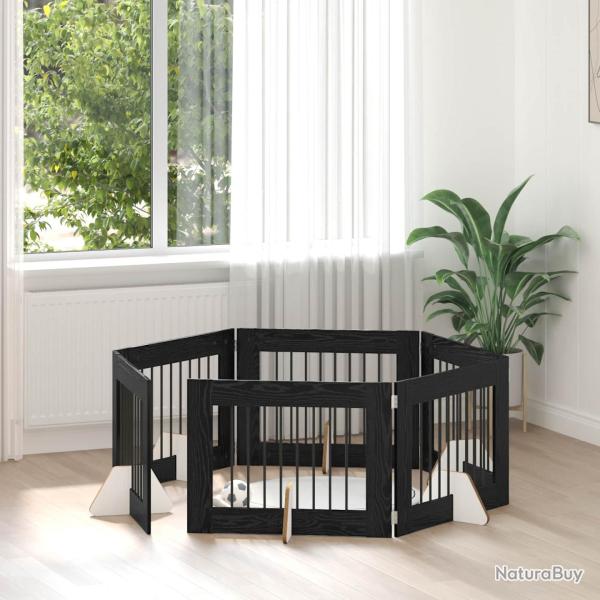 Porte de chien pliable avec supports 6 pcs Ch�ne noir 482 cm
