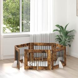 Porte de chien pliable avec supports 6 pcs Ch&ecirc;ne fum&eacute; 482 cm