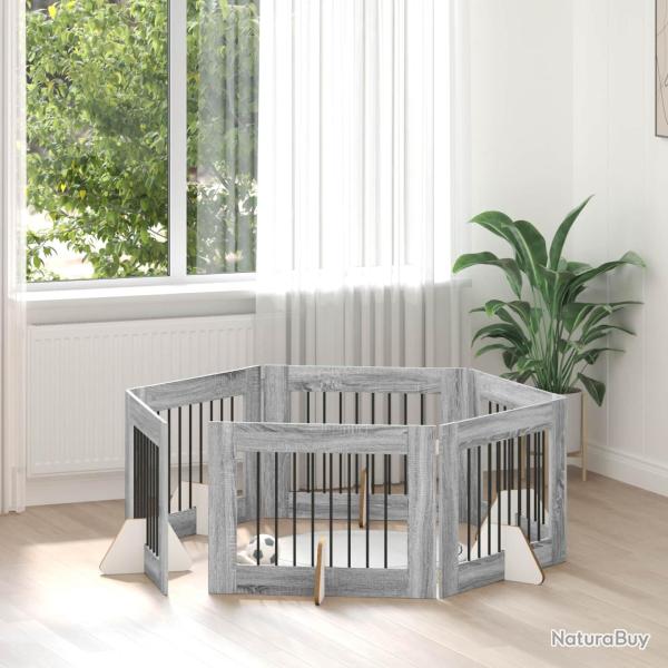 Porte de chien pliable avec supports 6 pcs gris 482 cm