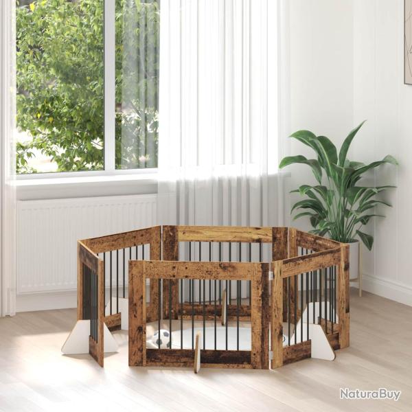 Porte de chien pliable avec supports 6 pcs Bois ancien 482 cm