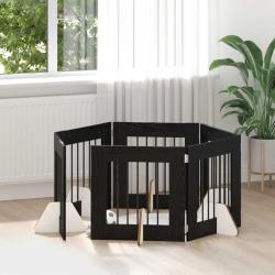 Porte de chien pliable avec supports 6 pcs Ch&ecirc;ne noir 362 cm