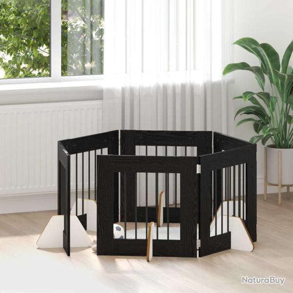 Porte de chien pliable avec supports 6 pcs Ch�ne noir 362 cm