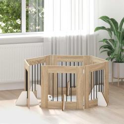Porte de chien pliable avec supports 6 pcs Ch&ecirc;ne 362 cm