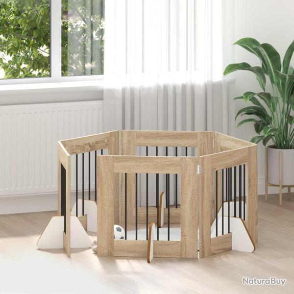 Porte de chien pliable avec supports 6 pcs Ch�ne 362 cm