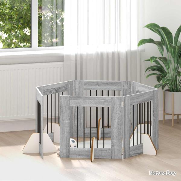 Porte de chien pliable avec supports 6 pcs gris 362 cm