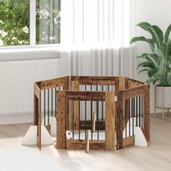 Porte de chien pliable avec supports 6 pcs Bois ancien 362 cm