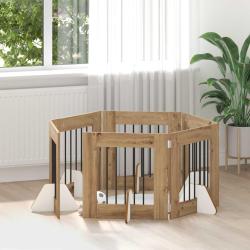 Porte de chien pliable avec supports 6 pcs Ch&ecirc;ne artisanal