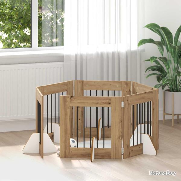 Porte de chien pliable avec supports 6 pcs Ch�ne artisanal