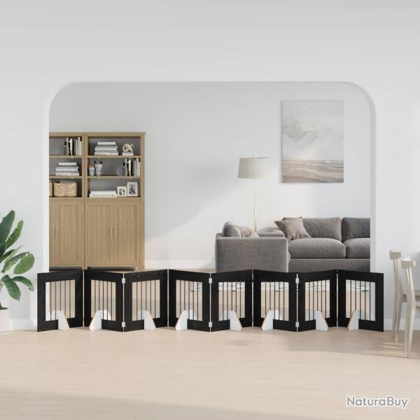 Porte de chien pliable avec supports 8 pcs Ch�ne noir 60 cm
