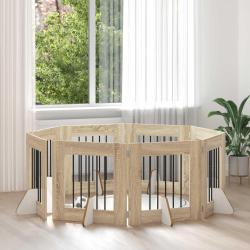 Porte de chien pliable avec supports 8 pcs Ch&ecirc;ne 60 cm