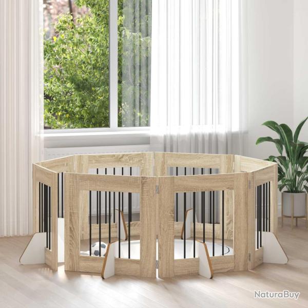 Porte de chien pliable avec supports 8 pcs Ch�ne 60 cm
