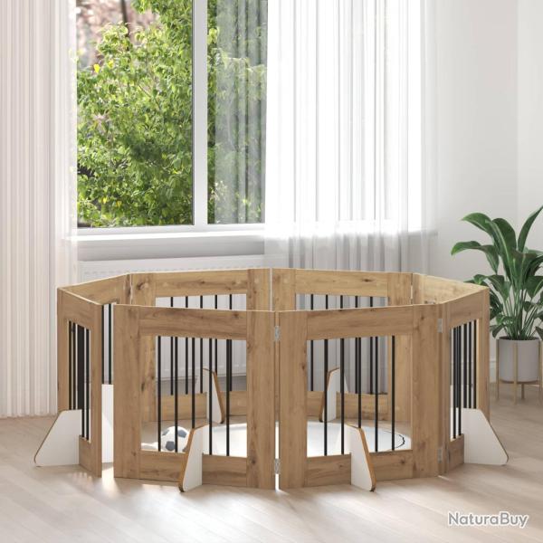 Porte de chien pliable avec supports 8 pcs Ch�ne artisanal