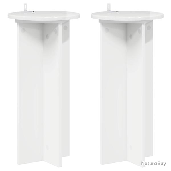 Support de Plante 2 pcs Blanc brillant 29,5 x 29,5 x 60 cm