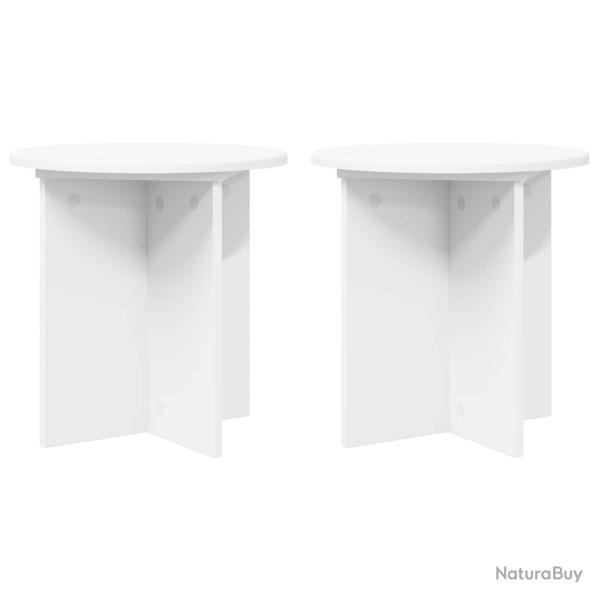 Support de Plante 2 pcs Blanc �40 x 40 cm Bois d'ing�nierie