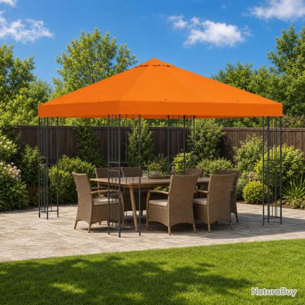 Pavillon 3 x 3 m Orange Polyester et Acier 190 gsm