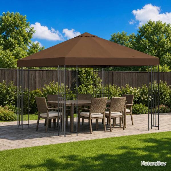 Pavillon 3 x 3 m Marron Polyester et Acier 190 gsm