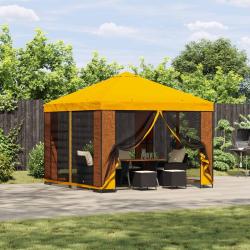 Abri de avec parois 3 x 3 m Jaune Polyester et Acier