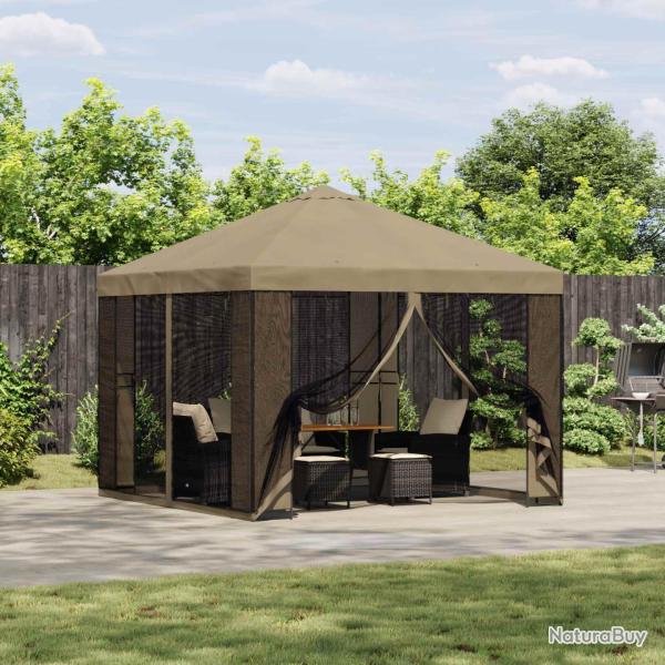 Abri de avec parois 3 x 3 m Beige Polyester et Acier