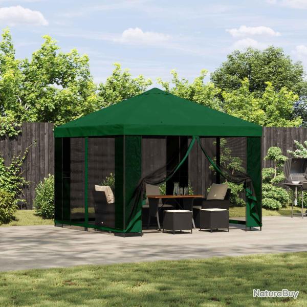 Abri de avec parois 3 x 3 m Vert Polyester et Acier