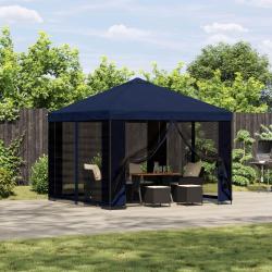 Abri de avec parois 3 x 3 m Bleu Polyester et Acier