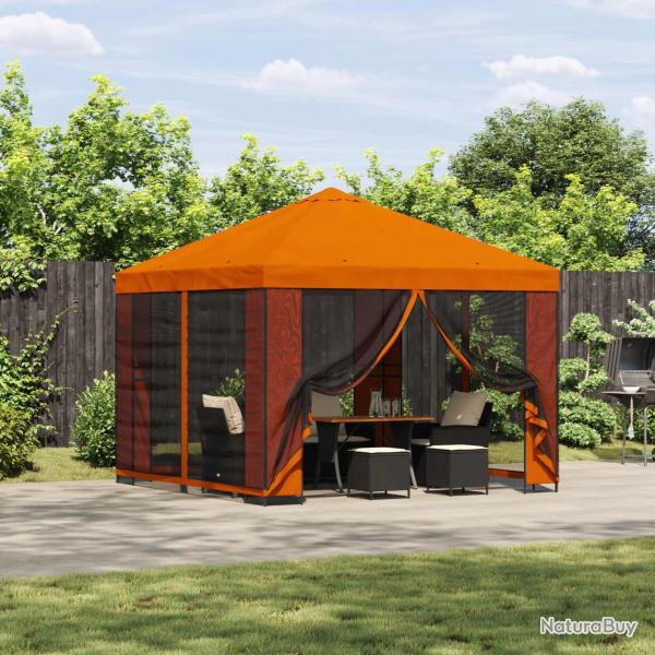 Abri de avec parois 3 x 3 m Orange Polyester et Acier