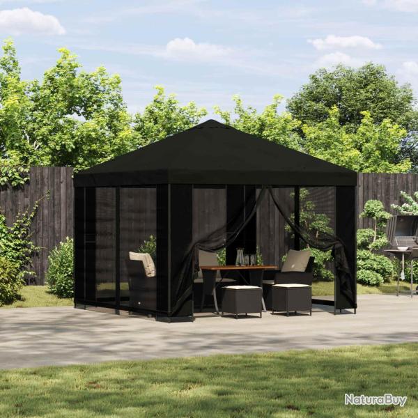 Abri de avec parois 3 x 3 m Noir Polyester et Acier